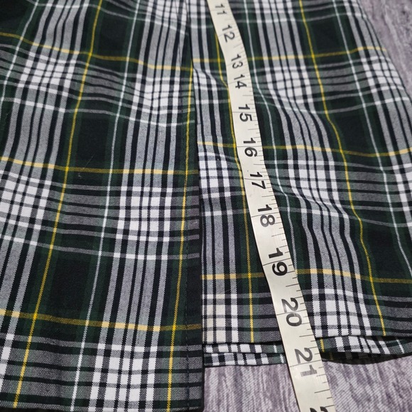 DENNIS JUNIOR Plaid Skirt Women's Green White Yellow Button Detail Schoolgirl - Picture 11 of 12